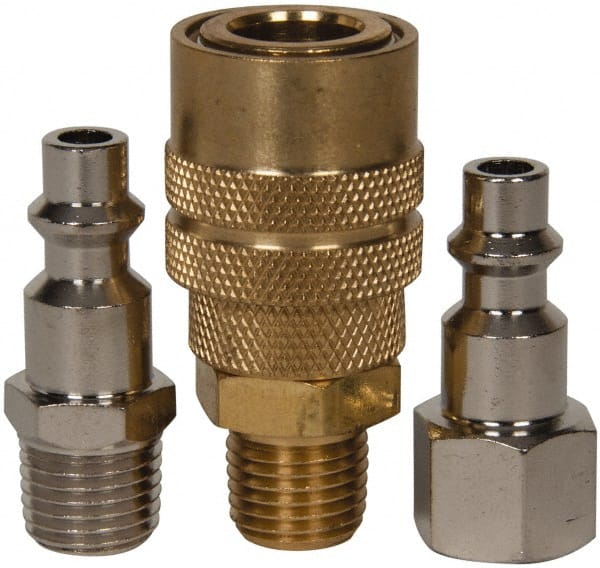 Value Collection - 3 Piece 1/4" Body 1/4 NPT 145 psi Industrial Pneumatic Coupling Plug Set - Apex Tool & Supply