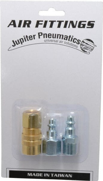Value Collection - 3 Piece 1/4" Body 3/8 NPT 145 psi Industrial Pneumatic Coupling Plug Set - Apex Tool & Supply