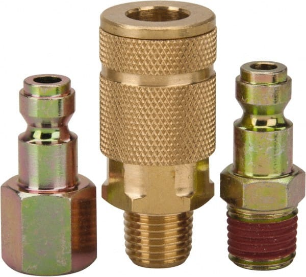 Value Collection - 3 Piece 1/4" Body 1/4 NPT 145 psi Tru-Flate Automotive Pneumatic Coupling Plug Set - Apex Tool & Supply