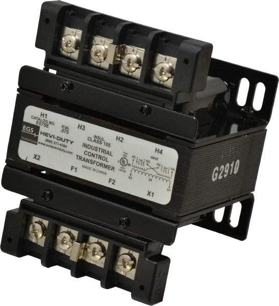 Sola/Hevi-Duty - 1 Phase, 0.08 kVA, Control Transformer - 2 Input, 1 Output Winding, 60 Hz, 4.36 Inch Deep x 2.96 Inch High, 131°F Temp Rise - Apex Tool & Supply