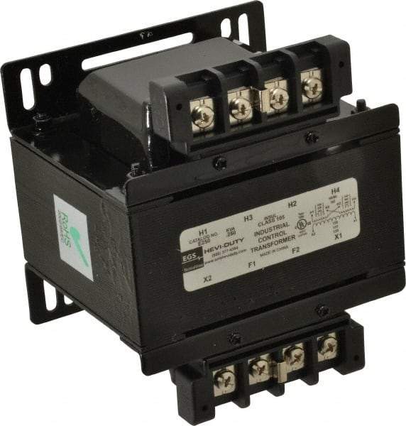 Sola/Hevi-Duty - 1 Phase, 1/4 kVA, Control Transformer - 2 Input, 1 Output Winding, 60, 50/60 at 220 V x 440 V, 50/60 at 230 V x 460 V Hz, 5.21 Inch Deep x 3.89 Inch High, 131°F Temp Rise - Apex Tool & Supply