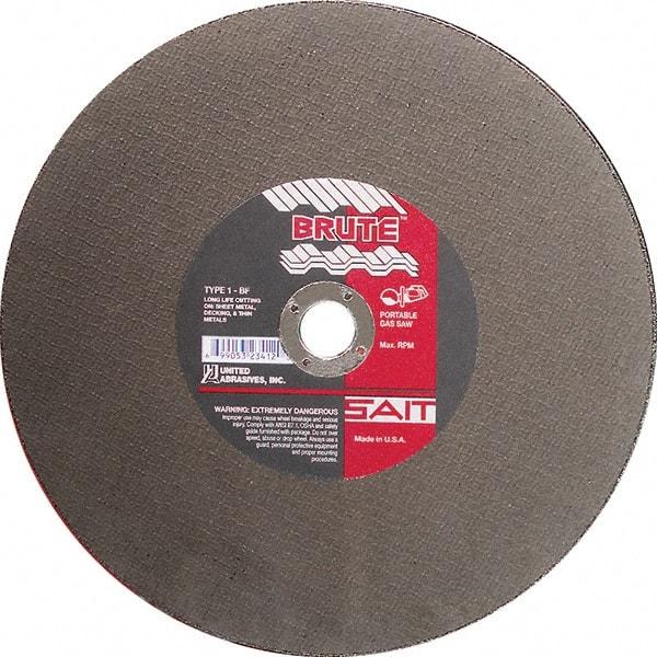 Sait - 12" Aluminum Oxide Cutoff Wheel - 1/8" Thick, 1" Arbor, 6,300 Max RPM, Use with Portable Tools - Apex Tool & Supply