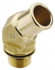Parker - M18x1.5 Metric Thread Hose Barb x Metric Thread 45° Male Elbow - 3/4" ID Hose, Brass - Apex Tool & Supply
