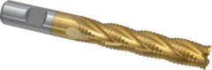 Interstate - 5/8" Diam, Coarse Pitch, 3-1/8" LOC, 4 Flute Cobalt Roughing Square End Mill - TiN Finish, 5-1/4" OAL, 5/8" Shank Diam, Single End - Apex Tool & Supply