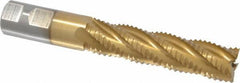 Interstate - 7/8" Diam, Coarse Pitch, 3-1/2" LOC, 5 Flute Cobalt Roughing Square End Mill - TiN Finish, 5-3/4" OAL, 7/8" Shank Diam, Single End - Apex Tool & Supply