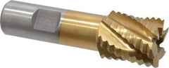 Interstate - 1" Diam, Coarse Pitch, 1-1/8" LOC, 6 Flute Cobalt Roughing Square End Mill - TiN Finish, 3-3/8" OAL, 3/4" Shank Diam, Single End - Apex Tool & Supply