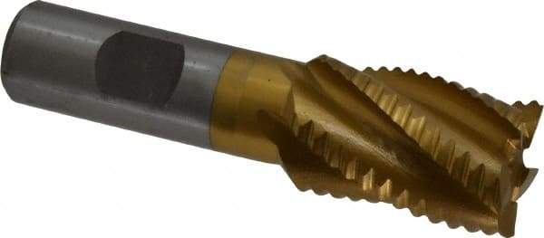 Interstate - 1" Diam, Coarse Pitch, 1-1/2" LOC, 5 Flute Cobalt Roughing Square End Mill - TiN Finish, 3-3/4" OAL, 3/4" Shank Diam, Single End - Apex Tool & Supply