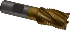 Interstate - 1" Diam, Coarse Pitch, 1-1/2" LOC, 5 Flute Cobalt Roughing Square End Mill - TiN Finish, 3-3/4" OAL, 3/4" Shank Diam, Single End - Apex Tool & Supply