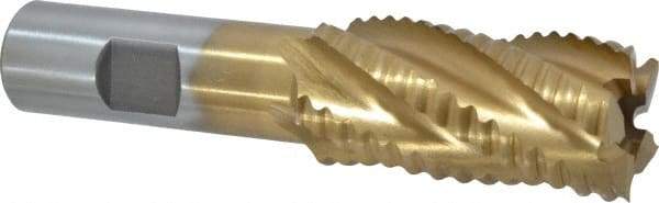 Interstate - 1" Diam, Coarse Pitch, 2" LOC, 5 Flute Cobalt Roughing Square End Mill - TiN Finish, 4-1/4" OAL, 3/4" Shank Diam, Single End - Apex Tool & Supply