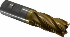 Interstate - 1" Diam, Coarse Pitch, 2" LOC, 5 Flute Cobalt Roughing Square End Mill - TiN Finish, 4-1/2" OAL, 1" Shank Diam, Single End - Apex Tool & Supply