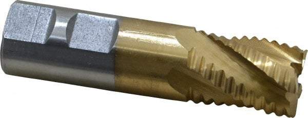 Interstate - 7/8" Diam, Coarse Pitch, 1-1/8" LOC, 5 Flute Cobalt Roughing Square End Mill - TiN Finish, 3-3/8" OAL, 7/8" Shank Diam, Single End - Apex Tool & Supply