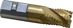 Interstate - 7/8" Diam, Coarse Pitch, 1-1/8" LOC, 5 Flute Cobalt Roughing Square End Mill - TiN Finish, 3-3/8" OAL, 7/8" Shank Diam, Single End - Apex Tool & Supply