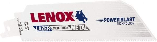 Lenox - 6" Long x 1" Thick, Bi-Metal Reciprocating Saw Blade - Straight Profile, 14 TPI, Toothed Edge - Apex Tool & Supply