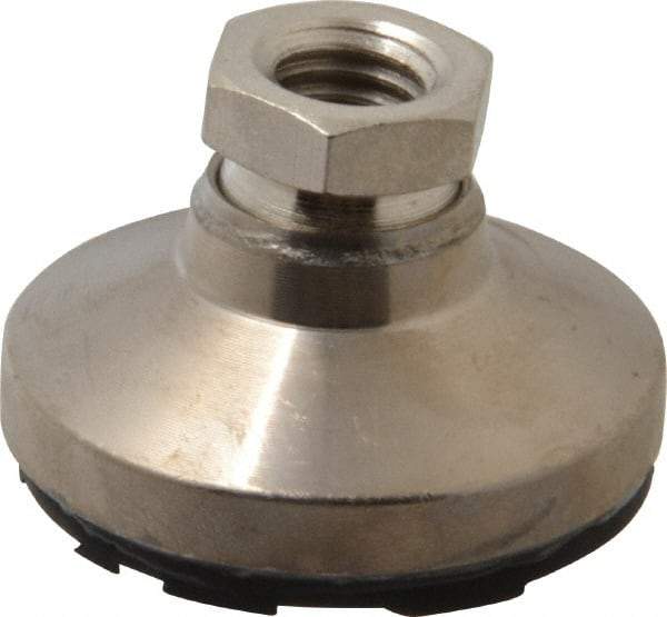 Gibraltar - 3750 Lb Capacity, 1/2-13 Thread, 1-1/8" OAL, Steel Stud, Tapped Pivotal Socket Mount Leveling Pad - 1-7/8" Base Diam, Steel Pad, 3/4" Hex - Apex Tool & Supply