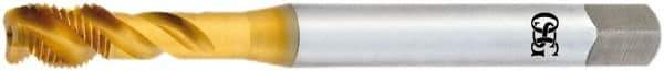 OSG - M16x1.50 Metric Fine 3 Flute 6H Bottoming Spiral Flute Tap - Vanadium High Speed Steel, TiN Finish, 100mm OAL, Right Hand Flute, Right Hand Thread - Apex Tool & Supply
