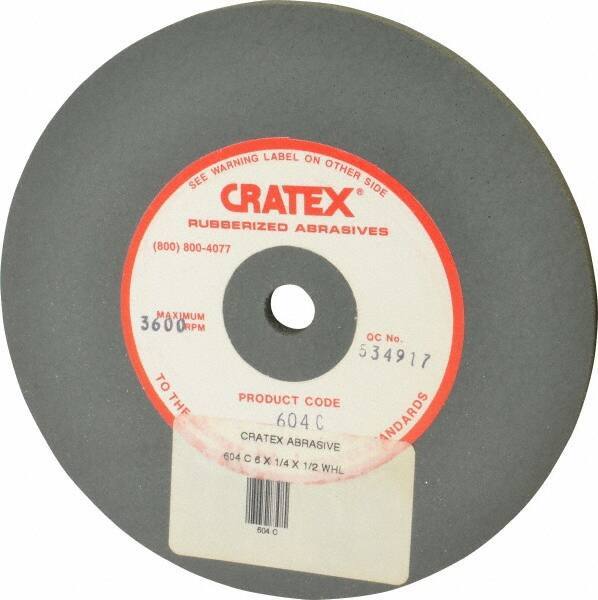 Cratex - 6" Diam x 1/2" Hole x 1/4" Thick, Surface Grinding Wheel - Silicon Carbide, Coarse Grade, 3,600 Max RPM, Rubber Bond, No Recess - Apex Tool & Supply
