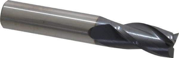 SGS - 1/2", 1" LOC, 1/2" Shank Diam, 3" OAL, 3 Flute, Solid Carbide Square End Mill - Single End, AlTiN Finish, Spiral Flute, 30° Helix, Centercutting, Right Hand Cut, Right Hand Flute, Series 5 - Apex Tool & Supply
