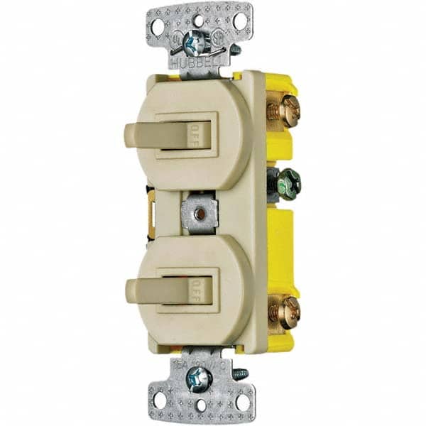 Hubbell Wiring Device-Kellems - Combination Wall Switch & Receptacles Combination Switch/Receptacle Type: Toggle Switch Color: Ivory - Apex Tool & Supply