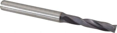 Kennametal - 3/16" 180° Spiral Flute Solid Carbide Screw Machine Drill Bit - TiAlN Finish, Right Hand Cut, 1-7/64" Flute Length, 66mm OAL, Flat-Bottom Point, Straight Shank, Through Coolant - Apex Tool & Supply