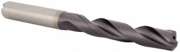 Kennametal - 3/8" 140° Solid Carbide Jobber Drill - TiAlN Finish, Right Hand Cut, Spiral Flute, Straight Shank, 103mm OAL, Standard Point - Apex Tool & Supply