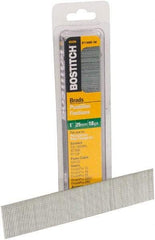 Stanley Bostitch - 18 Gauge 0.05" Shank Diam 1" Long Brad Nails for Power Nailers - Steel, Bright Finish, Ring Shank, Straight Stick Adhesive Collation, Brad Head, Chisel Point - Apex Tool & Supply