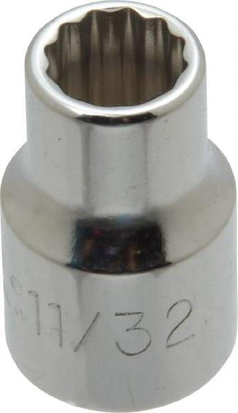 Proto - 11/32", 3/8" Drive, Standard Hand Socket - 12 Points, 1-3/32" OAL, Alloy Steel, Chrome Finish - Apex Tool & Supply