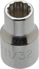 Proto - 11/32", 3/8" Drive, Standard Hand Socket - 12 Points, 1-3/32" OAL, Alloy Steel, Chrome Finish - Apex Tool & Supply