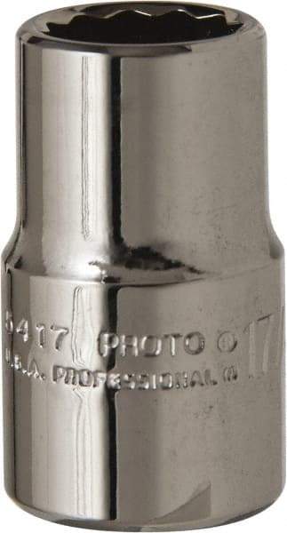Proto - 17/32", 1/2" Drive, Standard Hand Socket - 12 Points, 1-31/64" OAL, Alloy Steel, Chrome Finish - Apex Tool & Supply