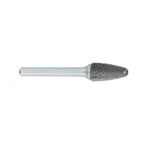 ‎SF-1 -6mm × 16mm LOC × 6mm Shank × 50mm OAL Round Nose Tree Carbide Medium Tough Cut Burr - Apex Tool & Supply