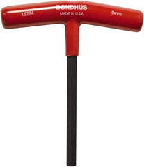 Bondhus - 9mm Hex, T-Handle Cushion Grip, Hex Key - 6" OAL, Protanium High Torque Steel, Metric System of Measurement - Apex Tool & Supply