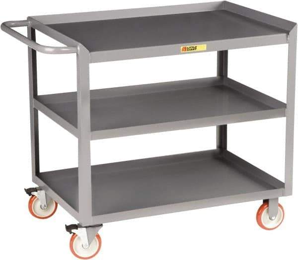 Little Giant - 1,200 Lb Capacity, 3 Shelf Mobile Workstation - 48" Wide x 24" Deep x 34" High, Steel, Gray - Apex Tool & Supply