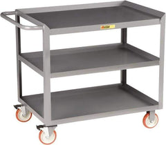 Little Giant - 1,200 Lb Capacity, 3 Shelf Mobile Workstation - 36" Wide x 24" Deep x 34" High, Steel, Gray - Apex Tool & Supply