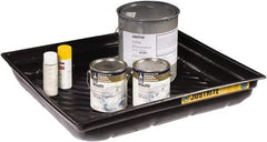 Justrite - 23 Gallon Capacity, 34 Inch Long x 37-3/4 Inch Wide, Polyurethane Spill Tray - 34 Inch Diameter, 5-1/2 Inch High, Black - Apex Tool & Supply