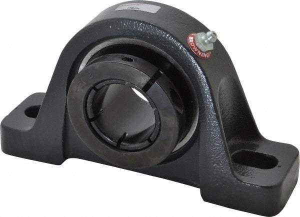 Browning - 1-1/2" ID, 7-1/8" OAL x 4" OAH Pillow Block - 4,467 Lb Static Cap, 7,340 Lb Dyn Cap, 5-3/8" Btw Mnt Hole Ctrs, 2" Base-to-Ctr Ht, Cast Iron - Apex Tool & Supply