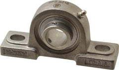 Browning - 1" ID, 5-1/2" OAL x 2-51/64" OAH Pillow Block - 1,651 Lb Static Cap, 2,801 Lb Dyn Cap, 4-1/8" Btw Mnt Hole Ctrs, 1-7/16" Base-to-Ctr Ht, Stainless Steel - Apex Tool & Supply