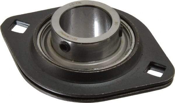 Browning - 1" ID, 3-3/4" OAL x 2-13/16" OAH 2-Bolt Flange - 1,651 Lb Static Cap, 2,801 Lb Dyn Cap, 3" Btw Mnt Hole Ctrs, 1-13/32" Base-to-Ctr Ht, Stamped Steel - Apex Tool & Supply