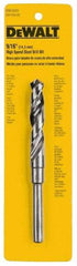 DeWALT - 1" Drill Bit, 1/2" Shank Diam, 118°, High Speed Steel Silver & Deming Reduced Shank Drill Bit - Oxide Finish, 6" OAL, Straight Shank, 3" Flute Length, Right Hand Cut, Standard, Spiral Flute, Regular Spiral - Apex Tool & Supply