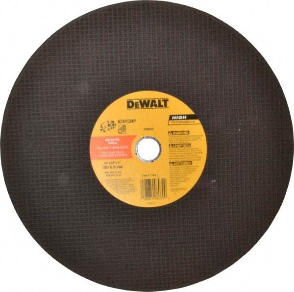 DeWALT - 14" Aluminum Oxide/Silicon Carbide Blend Cutoff Wheel - 1/8" Thick, 1" Arbor, 5,500 Max RPM, Use with Circular Saws - Apex Tool & Supply