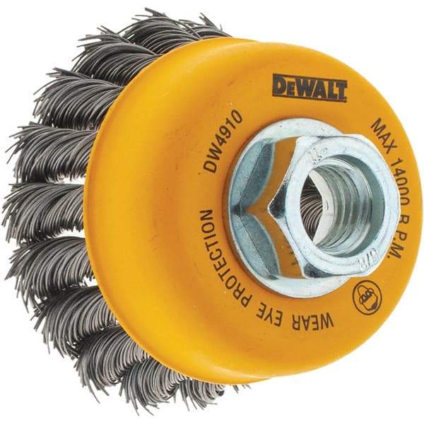 DeWALT - 5/8-11 Threaded Arbor, Cup Brush - 0.02 Wire Diam - Apex Tool & Supply