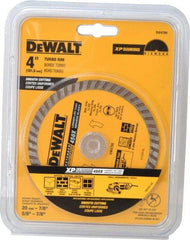 DeWALT - 4" Diam, 7/8" Arbor Hole Diam, Wet & Dry Cut Saw Blade - Diamond-Tipped, Standard Round Arbor - Apex Tool & Supply