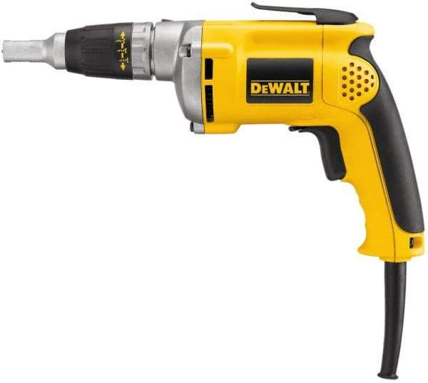 DeWALT - Pistol Grip Handle, 4,000 RPM, 81 In/Lb Torque, Electric Screwdriver - 1/4" Bit Holder, 120 Volts, 6.3 Amps - Apex Tool & Supply