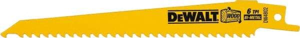 DeWALT - Bi-Metal Reciprocating Saw Blade - Tapered Profile, 6 TPI, Toothed Edge - Apex Tool & Supply