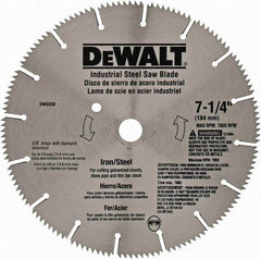 DeWALT - 7-1/4" Diam, 5/8" Arbor Hole Diam, 16 Tooth Wet & Dry Cut Saw Blade - Steel, Smooth Action, Standard Round Arbor - Apex Tool & Supply