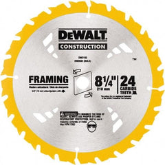 DeWALT - 8-1/4" Diam, 5/8" Arbor Hole Diam, 24 Tooth Wet & Dry Cut Saw Blade - Tungsten Carbide-Tipped, Smooth Action, Diamond Arbor - Apex Tool & Supply