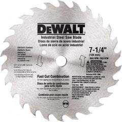DeWALT - 7-1/4" Diam, 20 Tooth Wet & Dry Cut Saw Blade - Steel, Standard Round Arbor - Apex Tool & Supply