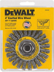 DeWALT - 4" OD, 5/8" Arbor Hole, Knotted Steel Wheel Brush - 4" Face Width, 1" Trim Length - Apex Tool & Supply