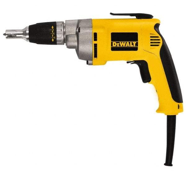 DeWALT - Pistol Grip Handle, 2,500 RPM, 132 In/Lb Torque, Electric Screwdriver - 1/4" Bit Holder, 120 Volts, 6.5 Amps - Apex Tool & Supply