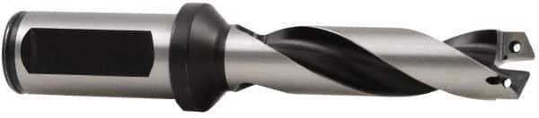 Allied Machine and Engineering - Series 1.5, 55/64 to 15/16" Diam, 1" Diam Straight Shank with Flange, Helical Flute Spade Drill - 10-5/8" Max Depth, 12-15/64" Body Length, 14-3/8" OAL, Extended Length, Through Coolant - Apex Tool & Supply