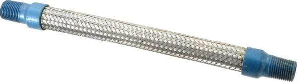 Mason Ind. - 1/2" Pipe, Braided Stainless Steel Single Arch Hose Pipe Expansion Joint - 12" Long, 1,100 Max psi, Male NPT - Apex Tool & Supply