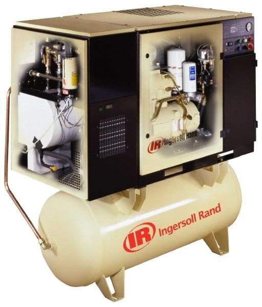 Ingersoll-Rand - 7.5 hp, 80 Gal Stationary Electric Rotary Screw Air Compressor - Single Phase, 150 Max psi, 25 CFM, 230 Volt - Apex Tool & Supply